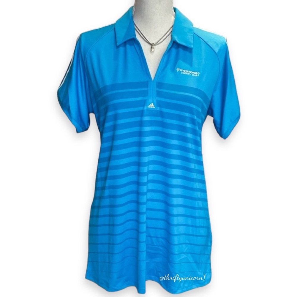 🫶 Adidas Women’s Pure Motion Cool Max Blue Golf Polo Shirt ~ Size Large